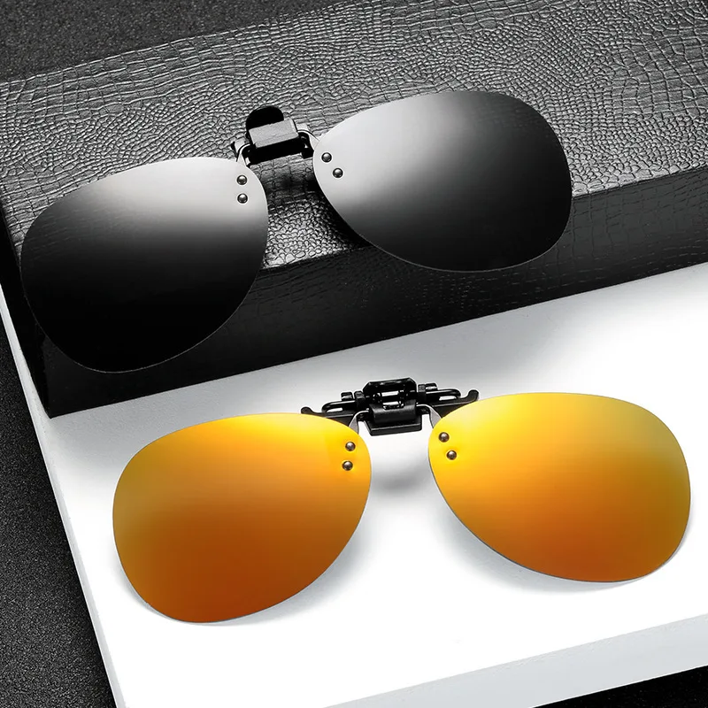 Polarized Sunglasses Clip Drive Sun Spectacles Yellow Night Vision Glasses Night Resin Lens Driving Eyeglasses UV 400 Protection