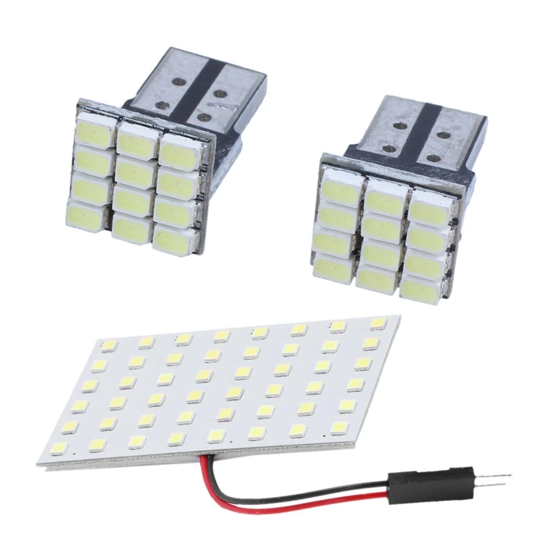 1Set White 1210 SMD 48 LED Car Interior Dome Light & 4X T10 W5W White Canbus 1206 12-SMD LED 12V Bulb Lamp