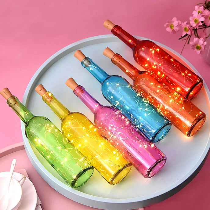 2M 20 LEDs Wine Bottle Lights With Cork Shape Copper Wire Flexible Fairy String Lights for Wedding Party Christmas Decoration