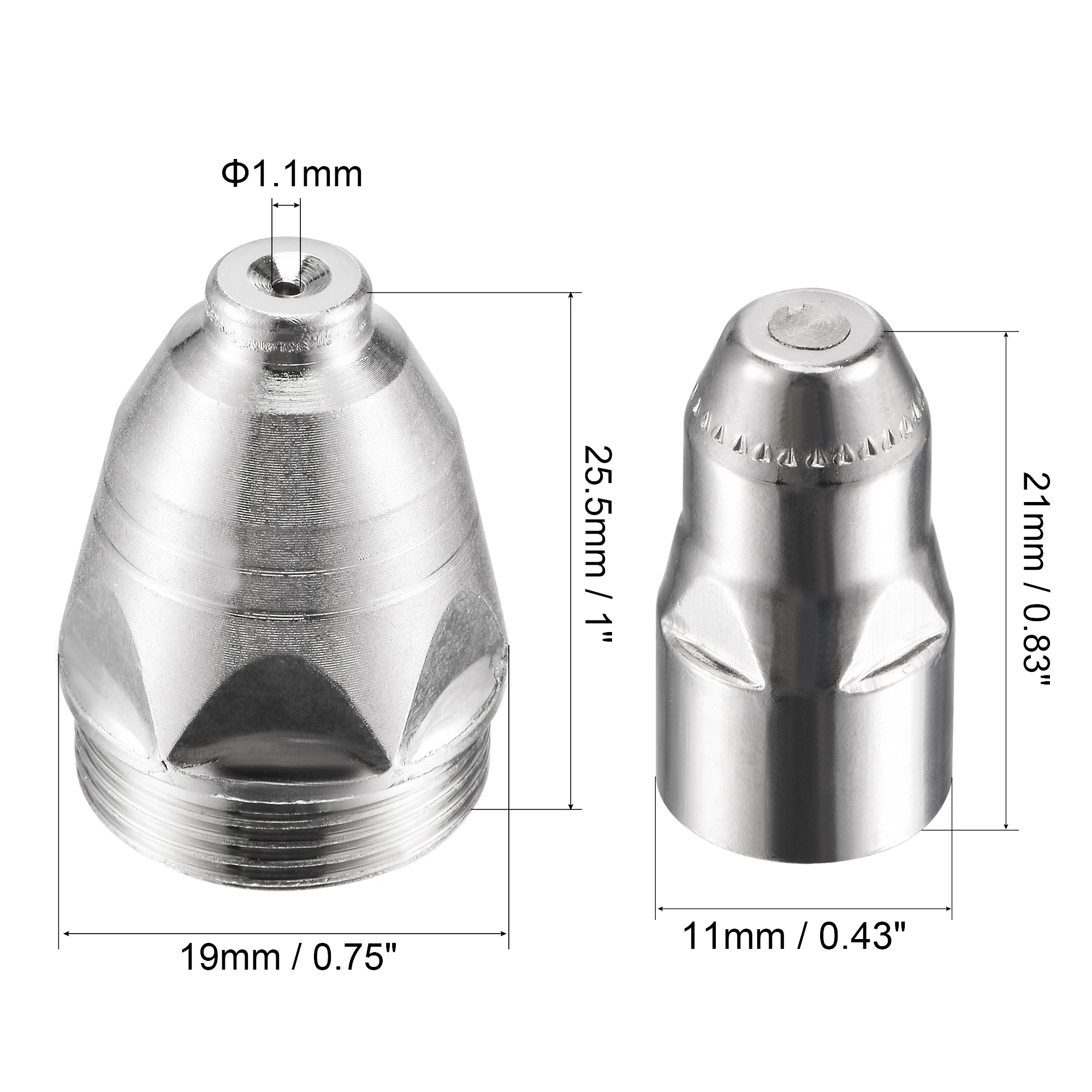 Bocal da ponta do elétrodo de uxcell p80, acessório dos consumíveis da tocha do cortador de 1.1mm para o grupo da máquina de corte 6 do plasma do ar