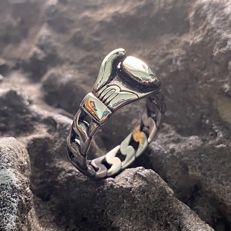 2021 New Boxing Glove Retro Ring Stainless Steel For Men Gift Metal Vintage Fashion Women Party Jewelry Unisex Wholesale Hip Hop