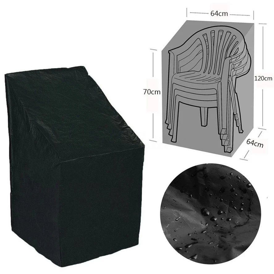 Outdoor Stacked Chair Dust Cover, Storage Bag, Garden Patio Furniture Protector, Waterproof, Dustproof Chair Organizer