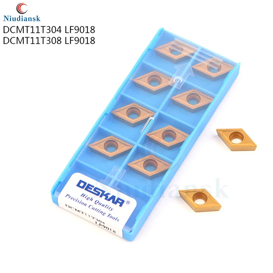 10PCS DCMT11T304 DCMT11T308 LF9018 di alta qualità inserto in metallo duro utensile di tornitura interna CNC strumento tornio, per la lavorazione di parti in acciaio