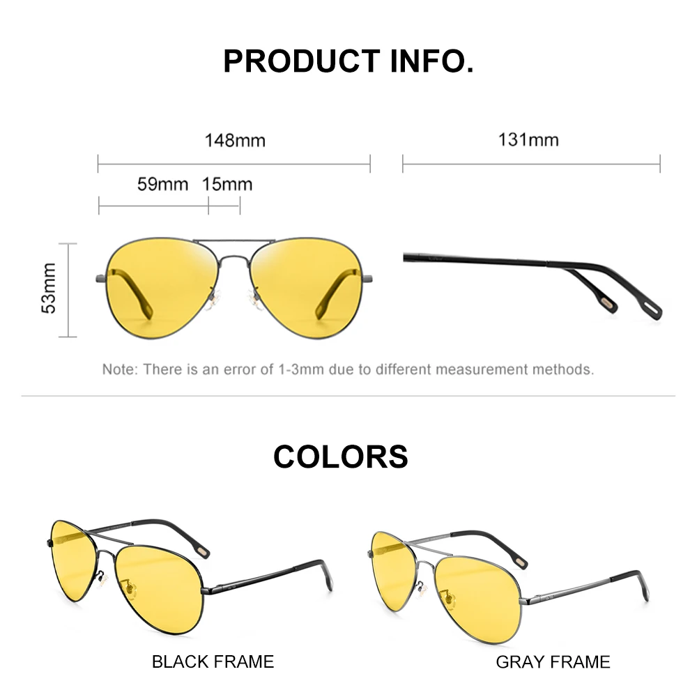 CAPONI Cổ Điển Kính Mát Nam Photochromic Ngày Và Lái Xe Ban Đêm Kính Vàng Polit Câu Cá Nam Kính Chống Nắng BSYS3104