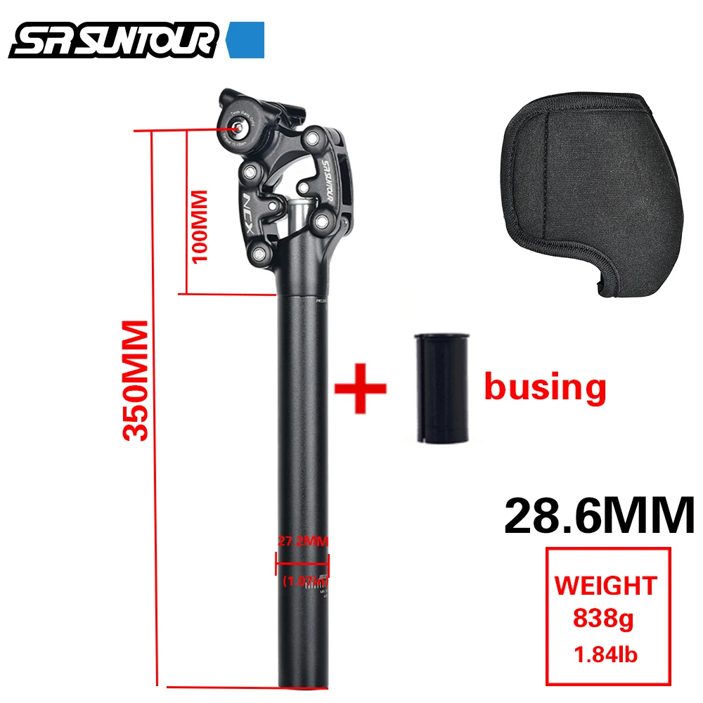 SR Suntour NCX Fiets Demping Verende Zadelpen Mountainbike 50mm Reizen 27.2/28.6/30.0/30.4/30.9/31.6/33.9*350mm Zadelbuis