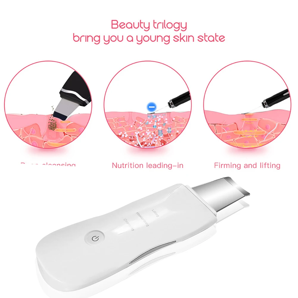 Ultrasonic Skin Scrubber Deep Face Cleaning Machine Peeling Shovel Facial Pore Cleaner Face Skin Scrubber Lift Machine Beauty