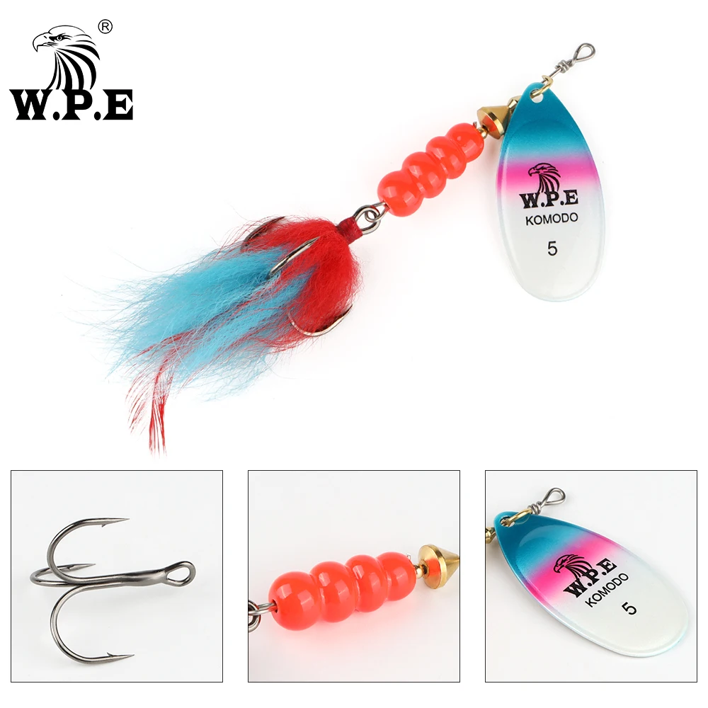 W.P.E Señuelo giratorio cuchara plumas metálicas – Cebo multicolor - imagen 4