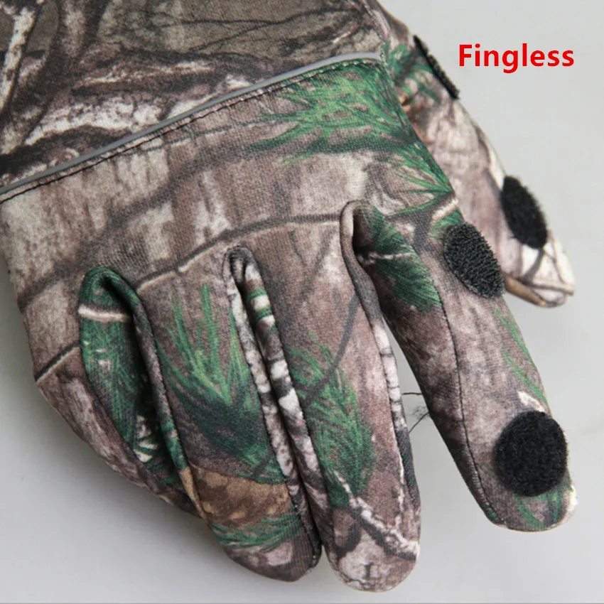 Autumn Winter Anti-Skid Gloves Tree Bionic Camouflage Hunting Gloves Two Finger Cut Fishing Gloves Thermal Full Finger Mittens