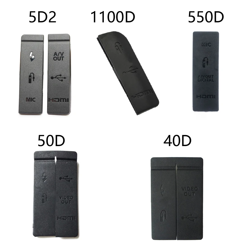 USB Rubber Lid Door USB/HDMI-compatible DC IN/VIDEO OUT Rubber Door Bottom Cover For Canon 50D 40D 1100D 5D2 550D 60D 5D4 Camera