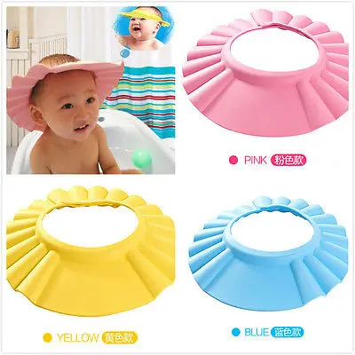 newest Brand New Baby Children Kids Safe Shampoo Bath Bathing Shower Cap Hat Wash Hair Shield adjustable elastic Shampoo Cap