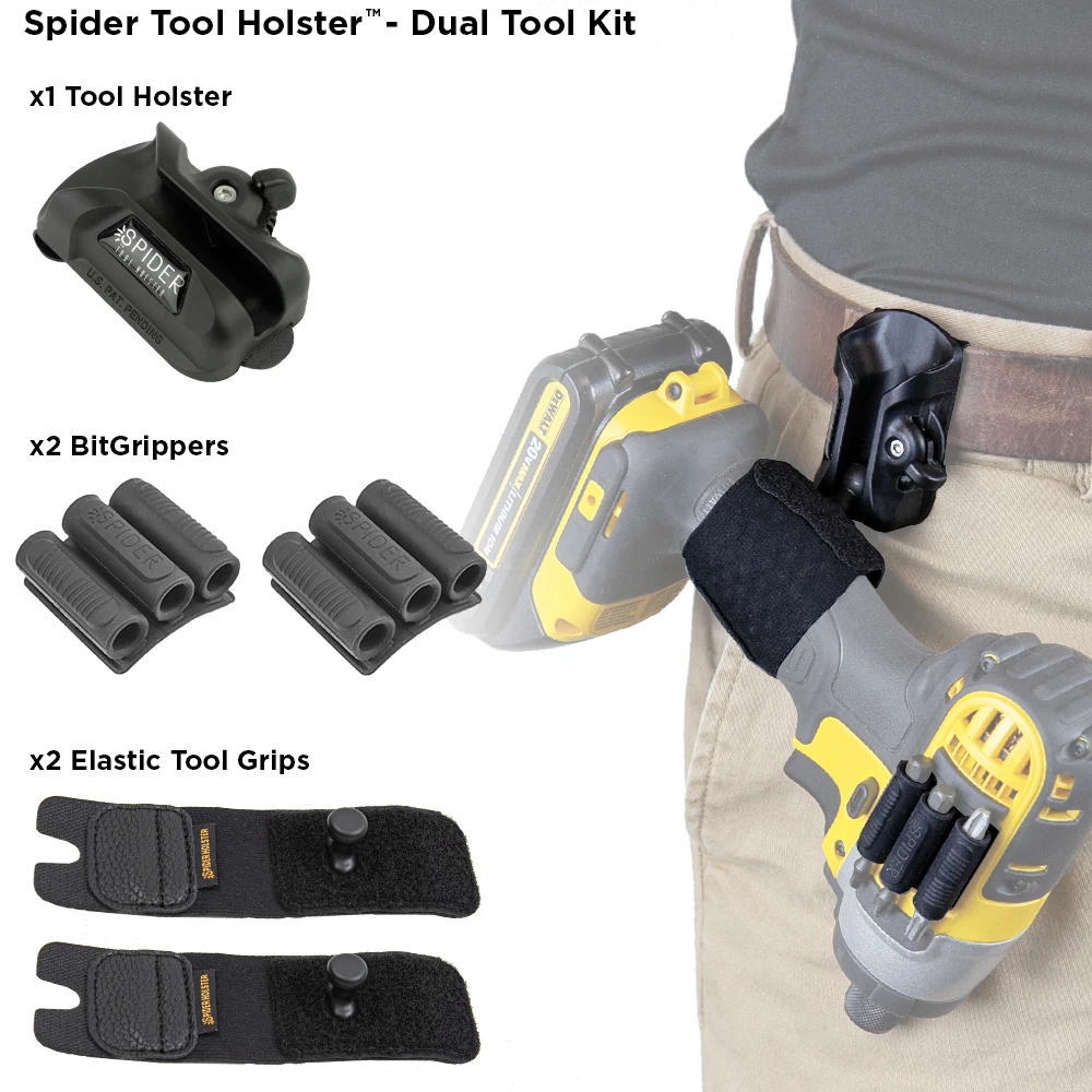 SPIDER TOOL HOLSTER DUAL TOOL KIT 5 Piece Set For Carrying Your Power Drill