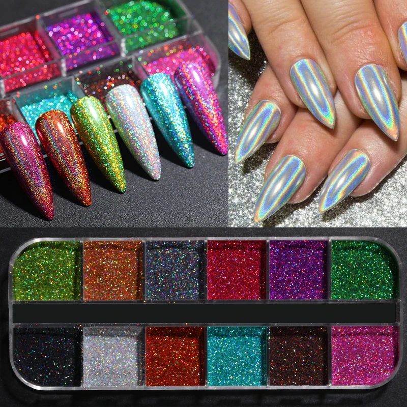 Hot Sale  Nail Powders iridescent Shiny Nail Glitters Dust Decorations For Nail Art Chrome Pigment DIY Accessories