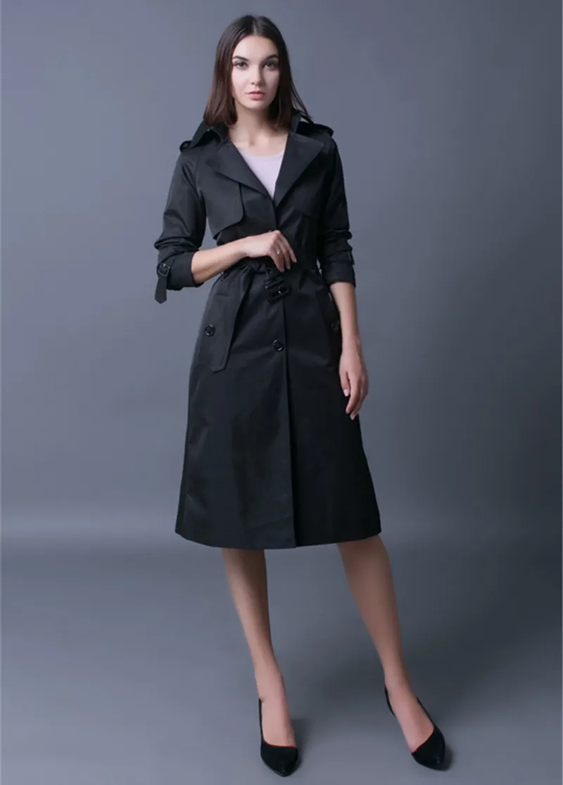 

Women's British Coat Style Trench Female Tunique Longue Coats Windbreaker Trench Coat Para As Mulheres Plus Size WXF120