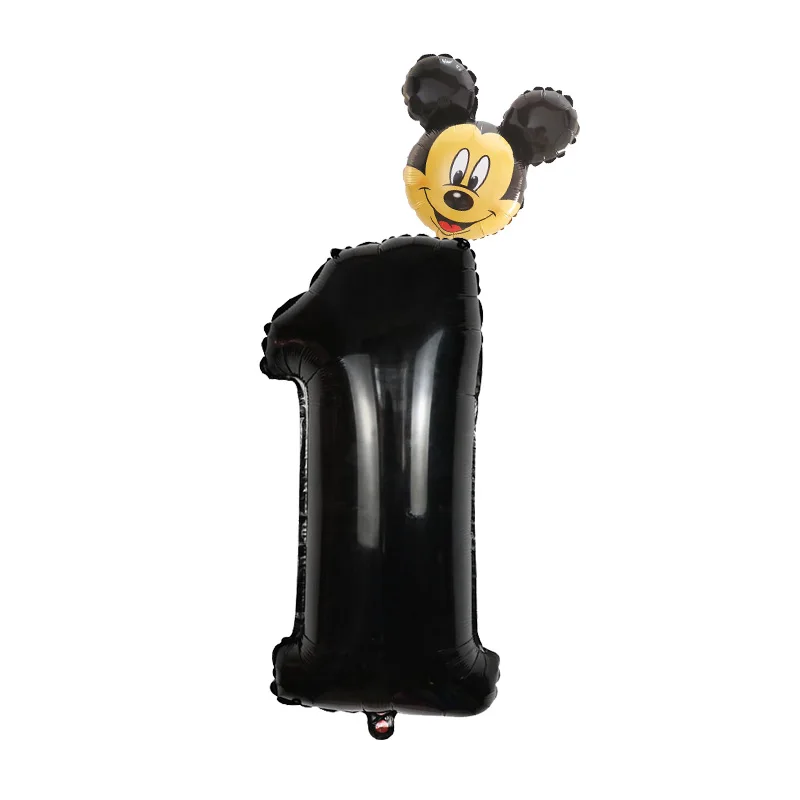 Disney Red Black 30inch Number Foil Balloons Mickey Minnie Head Balloon Figure 1 2 3 4 5 Year Kids Boy Girl Birthday Party Decor