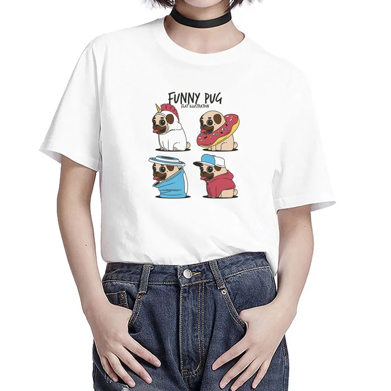 

Cartoon Dogs Tshirt Hot sale Cute Animals Printing Shirts Women Short sleeve Clothes