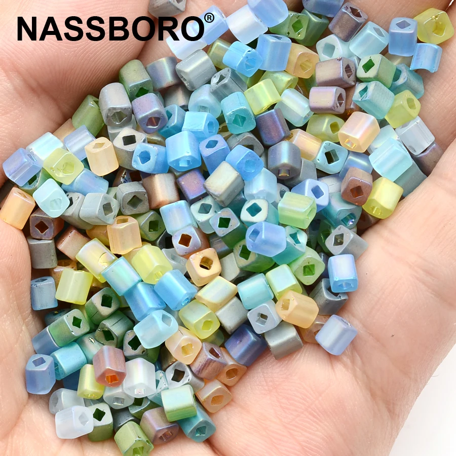 Approx.4mm Matte Colorful Cube Beads Loose Czech Glass Beads for Beads Bracelet Necklace Jewelry Making Diy Oranment Accessories