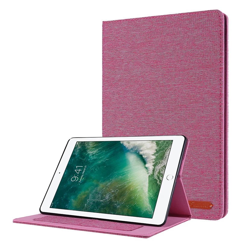 Folio dobrável algodão fabirc couro casos com slot para carteira para ipad 10.2 2019 gen 7th 10.2 2021 2020 smart cover + stylus