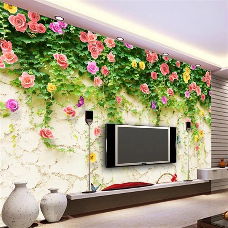 

Custom wallpaper 3d murals pink rose flower mural earth 3d background wall papers home decor restaurant papier peint wallpaper