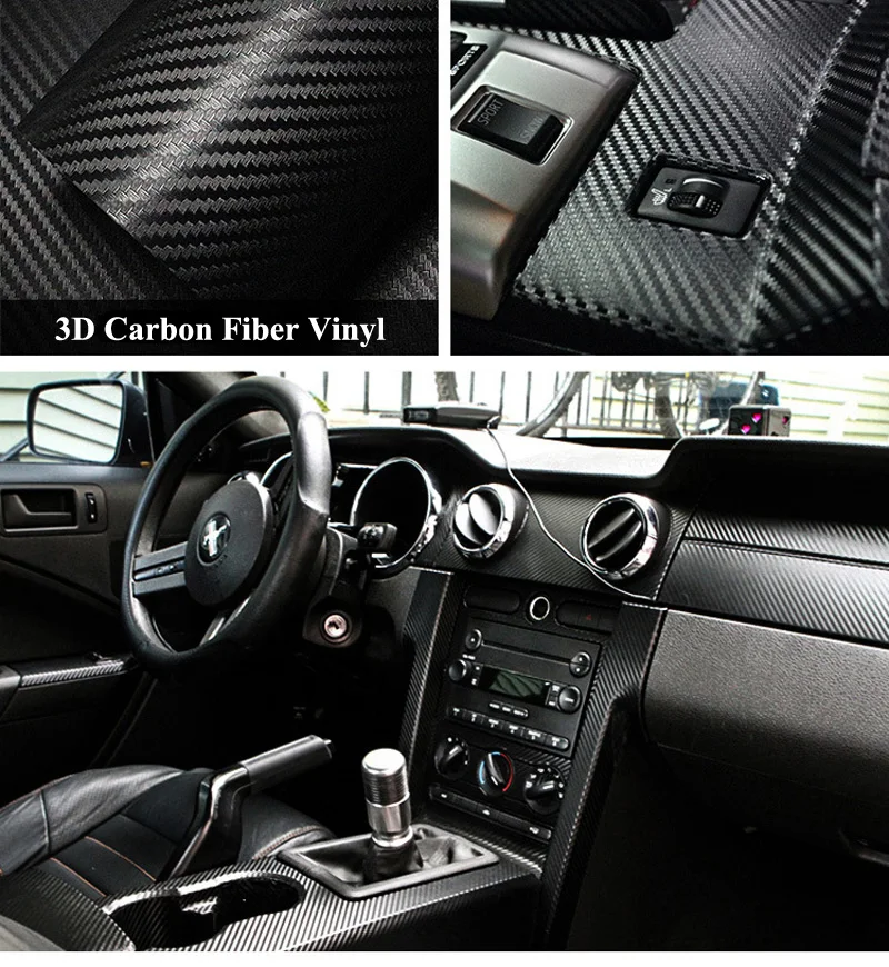 3D Black Carbon Fiber Film Twill Weave Vinyl Sheet Roll Wrap DIY Decals with Air Release Technology