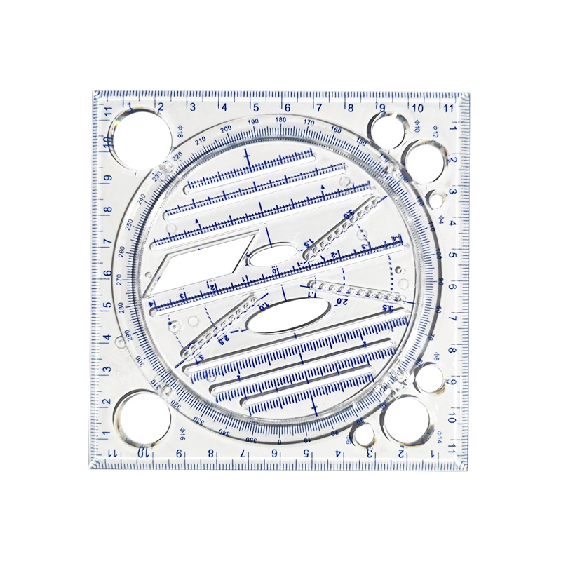 Multifunctionele Draaibare Tekening Template Art Design Bouw Architect Stereo Geometrie Cirkel Opstellen Meetschaal Heerser