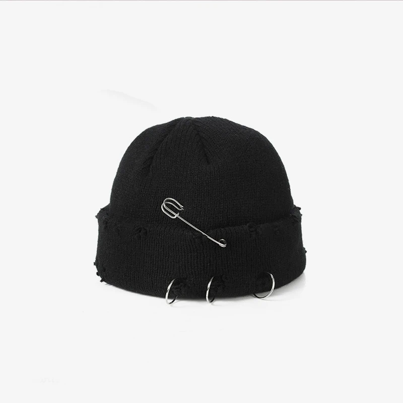 新しい冬原宿女性 Skullies 人格暖かい厚いニット帽子男性ピンホール