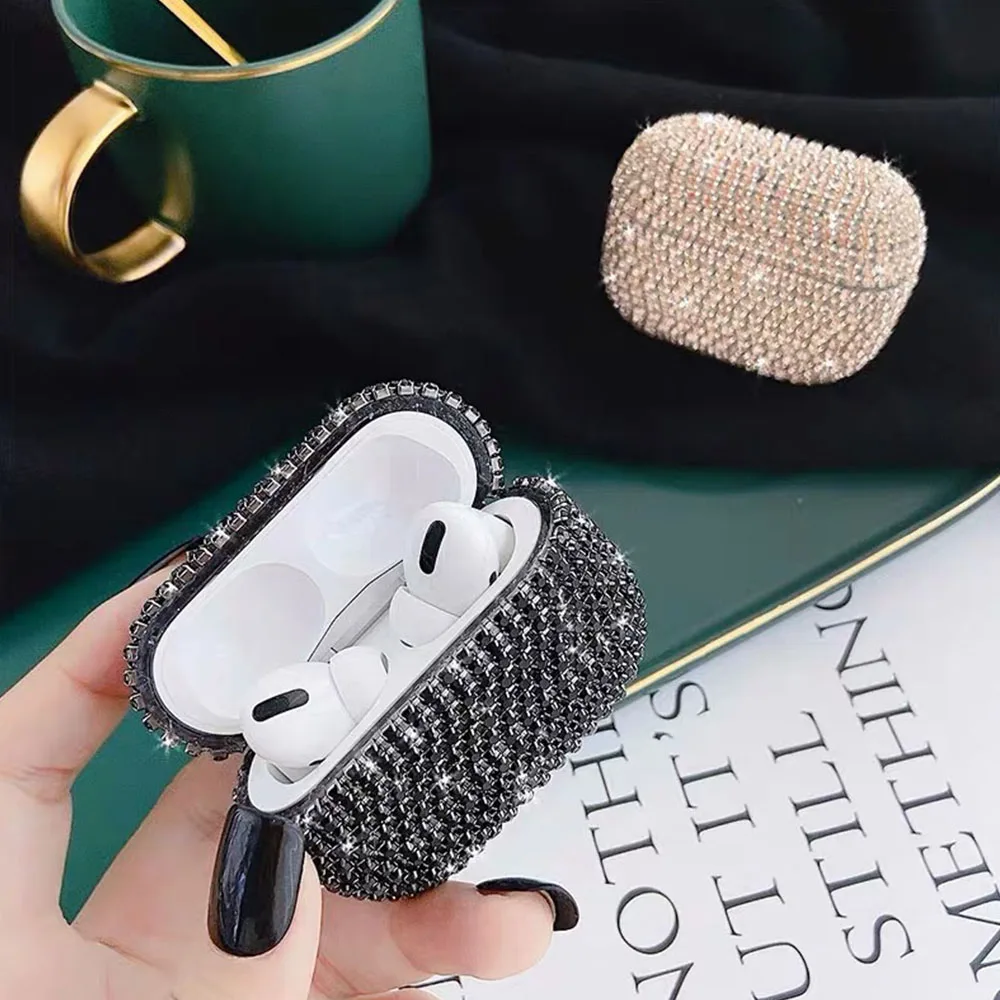 Pha Lê Sang Trọng Tai Nghe Dành Cho Apple AirPods Tai Pro 3 Bảo Vệ Ốp Lưng Glitter Cho Airpods AirPod Bling Cứng Tai Nghe Bao
