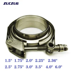 ZUCZUG 1.5 - 6.0 Inch  SS 304 Quick Release  V Band Clamp For Exhaust Pipe  With Male Female  Flange Welding Groove Kit