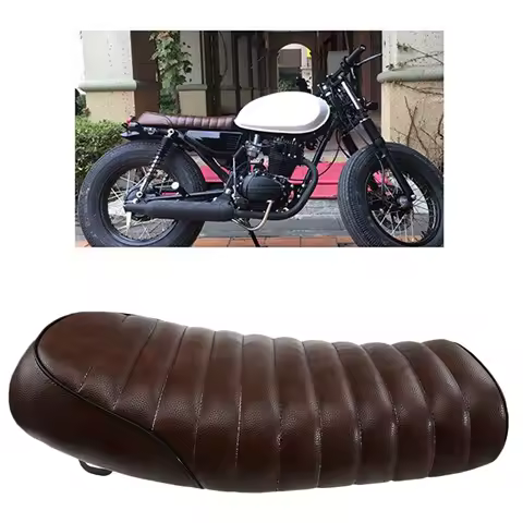 Universal Motorcycle Cafe Racer Seat Vintage Saddle Flat Pan Pad Retro Seat Grid For Honda CB125/175 KAWASAKI SUZUKI YAMAHA