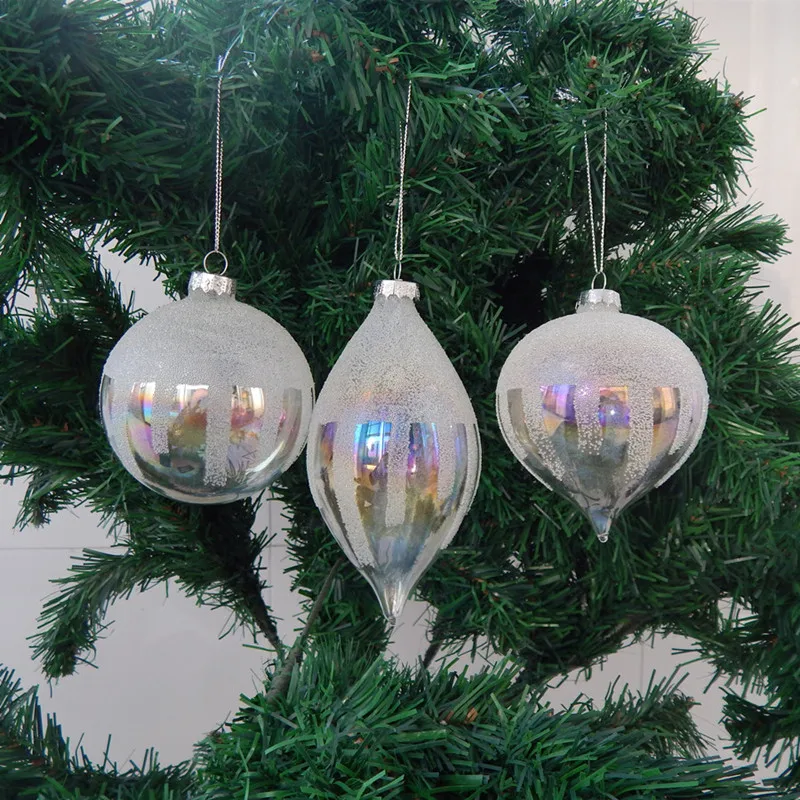 

8pcs/pack Middle Size Pearl Lustre Glass Pendant Christmas Tree Hanging Globe Onion Cone Handmade Festival Hanger Ornament