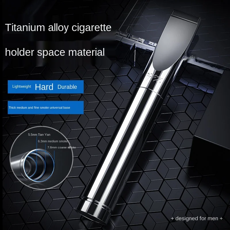 Men Titanium alloy Cigarette Filter Cigarette Set Cleaned Recycled Thick Medium Slim 3 Filtration Cigarettes Smoking Pipe Herb