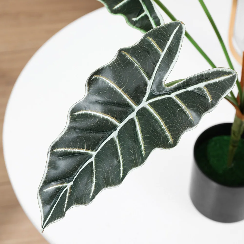 7 포크 북유럽 인공 Alocasia 잎 시뮬레이션 식물 가짜 거북 잎 발코니 홈 장식 BonsaiArtificial Alocasia L