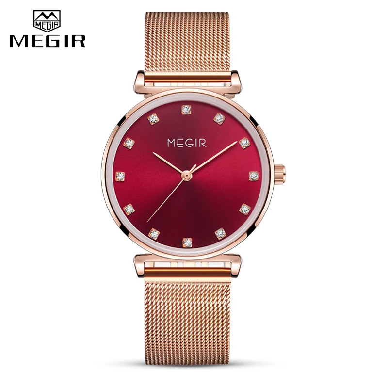 MEGIR Luxury Brand New Women Watches Fashion Rose Gold Ladies Dress Quartz Wristwatch Waterproof Female Watch Relogio Feminino