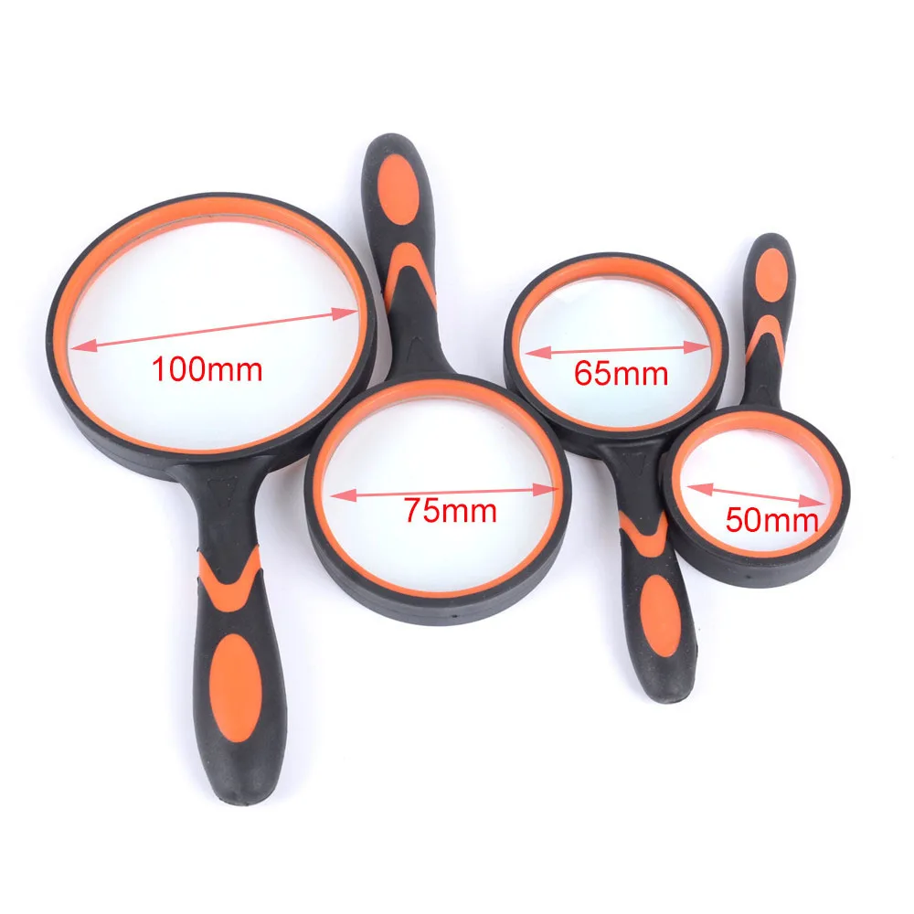 10X Reading Handheld Magnifier High Power Double Color 50mm Glass Lenses Rubber Magnifying Glass Repair Tool
