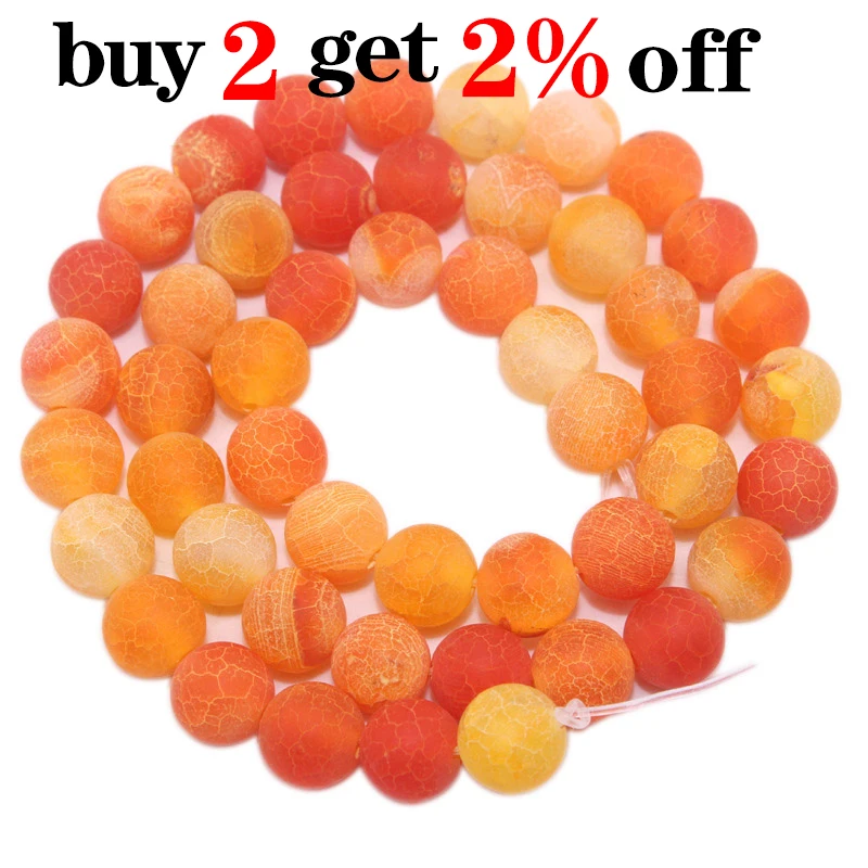 1strand/lot 4 6 8 10 12 mm Natural Stone Frost Crab Agates Round Spacer Loose Bead For Jewelry Making DIY Necklaces Bracelets image 2