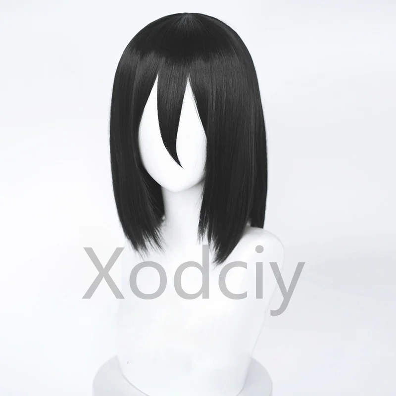 إرين ميكاسا أكرمان شعر مستعار قصير كوسبلاي مقاوم للحرارة شعر صناعي لحفلات الهالوين + قبعة شعر مستعار