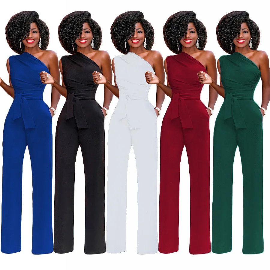 2025 Women Off Shoulder Casual Jumpsuits Wide Leg Pants Summer Elegant Rompers Womens Jumpsuit Party Overalls Female