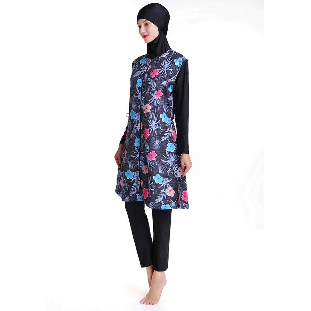 YONGSEN Women Muslim Swimwear Floral Print Full Cover Swimsuit hijab Islamic Islam Burkinis Beachwear Swimming Bathing Suit