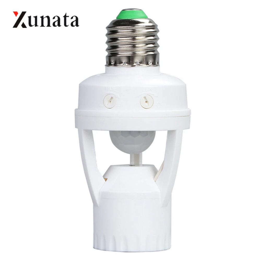 soquete conversor lampada led e27 com sensor de movimento pir base de lampada inteligente soquete 01