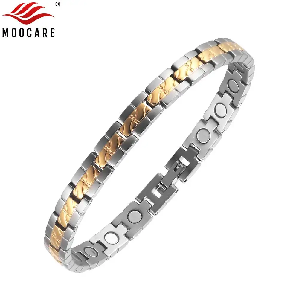 

Moocare Bio Magnetic Bracelet for Women Power Therapy Magnets Blood Pressure Bangles Health Care Jewelry Quality Titanium