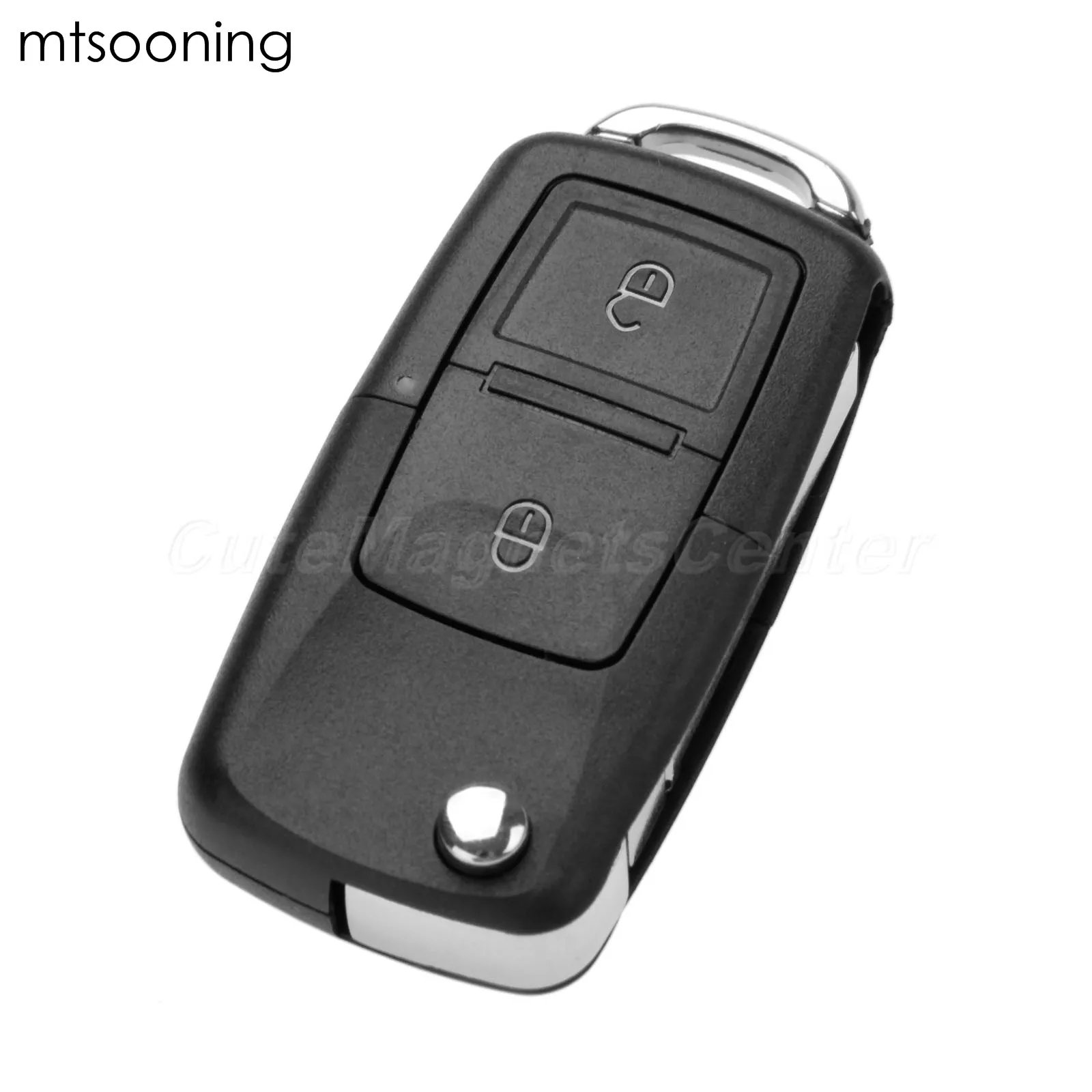 

mtsooning Remote Key 2 Buttons 434 MHz ID48 Chip 1J0959753CT HU66 Blade For VW Volkswagen Bora Polo Golf MK4