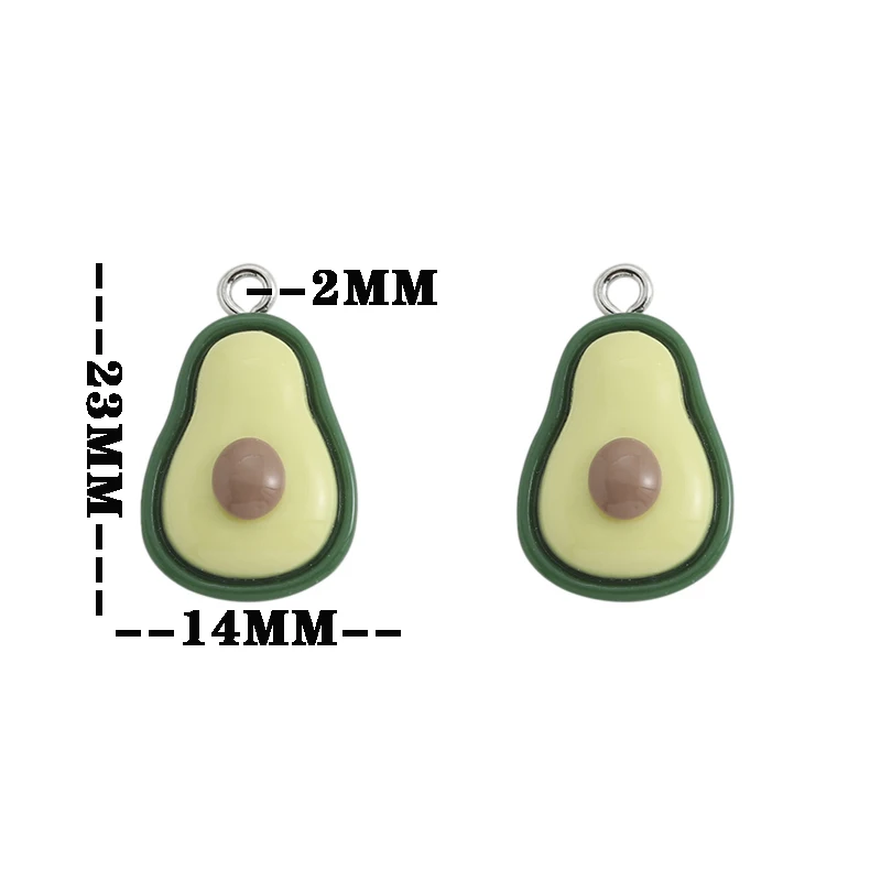 10Pcs Resin Avocado Charms Fruit Pendants For DIY Earrings Keychain Jewelry Making Accessories Gift