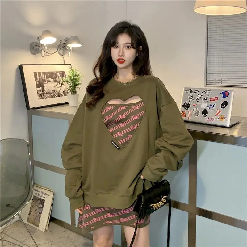 

Fashion Pullover Women Autumn Winter Korean 2024 New Design Sense Hollow Love Sweet Spicy Style Capless Long-sleeved Top Womens