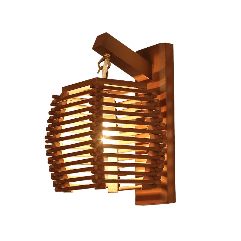 vintage chinese bamboo wall lamp E27 wall sconce light aisle corridor hotel ktichen dinging room restaurant cafe light WF101005