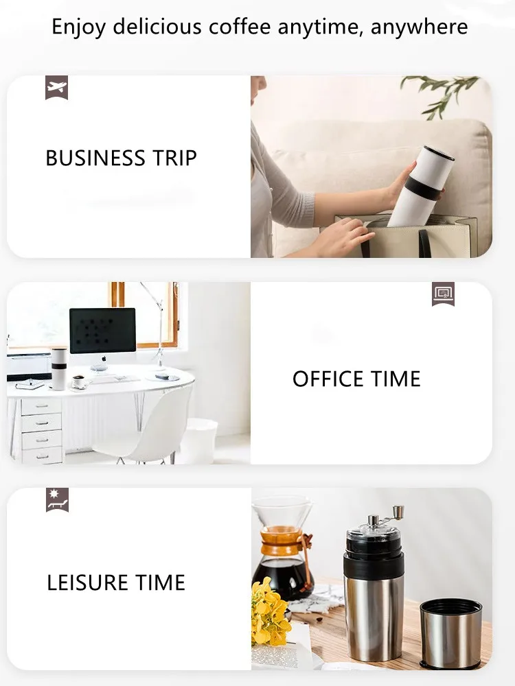 Американский кофейник, портативная кофемашина, ручное управление, кофемолка, ручная чашка, 400 мл