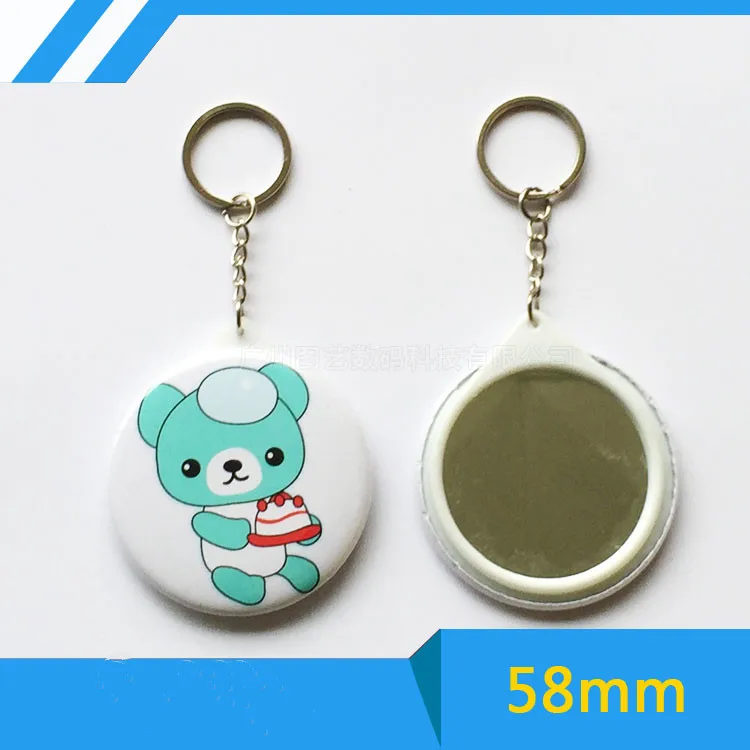 58mm 100Sets Mirror Keychain Button Supply Materials for NEW Professional Badge Button Maker