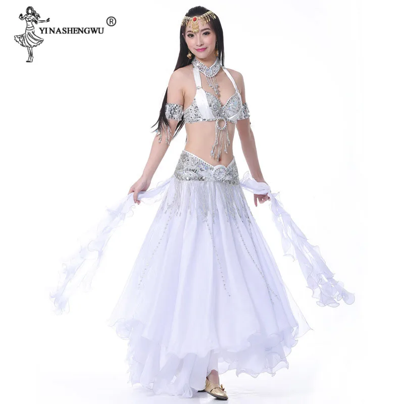 Belly Dance Costume Belly Dance Sets Wear Split Skirt Belly Dance Bra Belt Sequins Diamond Belly Dancing Stage Hot Women New