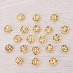30 x Antique Gold Color Saint Benedict Medal Cross Crucifix Metal Round Spacer Beads Charms For DIY Jewelry Making Accessories