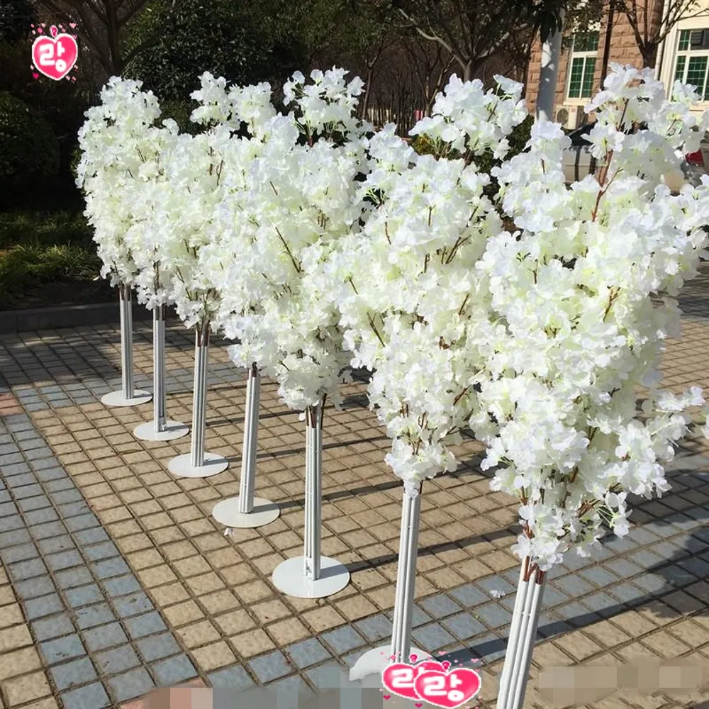 

Colorful Artificial Cherry Blossom Tree Roman Column Road Leads Wedding Mall Opened Props Iron Art Flower Doors 36yl gg