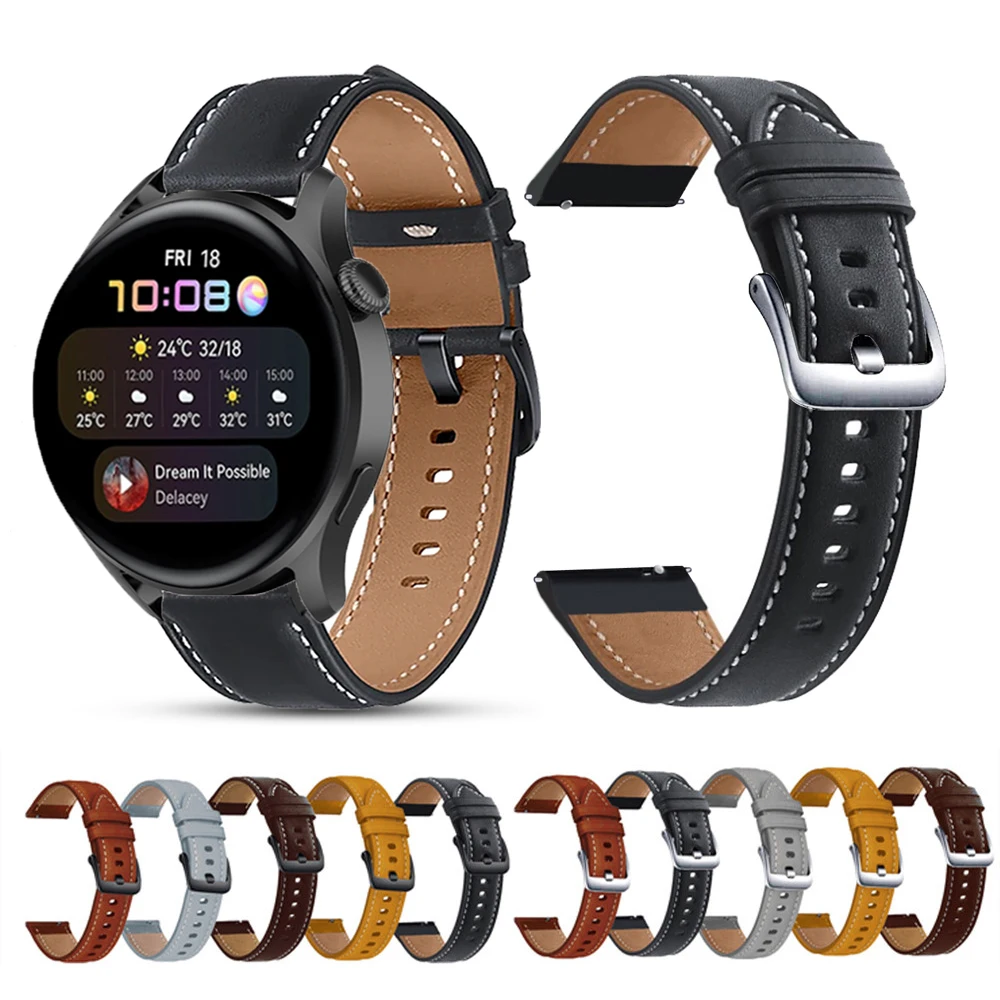 Leather 22mm Watchband Strap For Huawei Watch 3 / 3 pro / GT 2 Pro / GT2 46mm Smart Wristband Bracelet Replacement Accessories