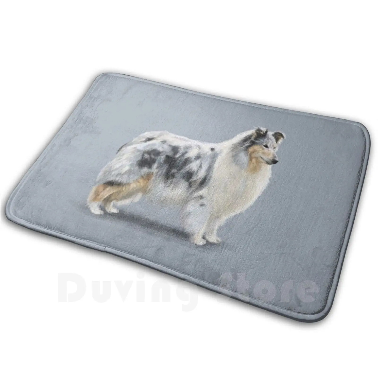 The Merle Rough Collie Mat Rug Carpet Anti-Slip Floor Mats Bedroom Lassie Rough Collie Collies Dog Dogs Breed Breeds Kc Kennel